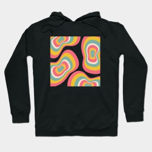 Colourful Blob Waves Abstract Pattern in Light Orange Cream Pink Blue Hoodie